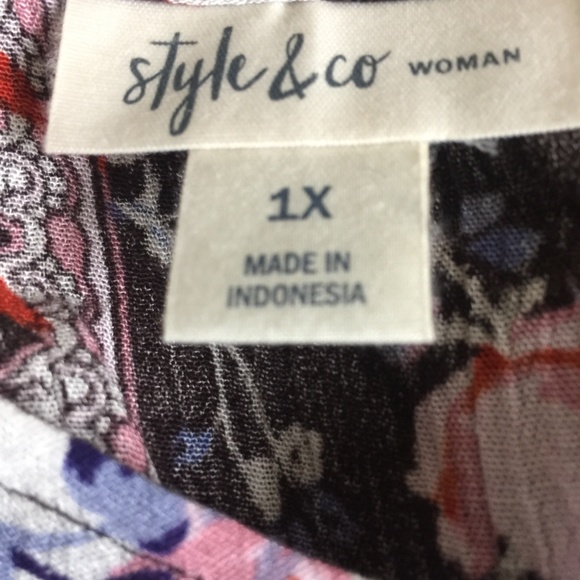 Style Co Mixed-Print Bell-Sleeve Floral Blouse - Picture 5 of 6